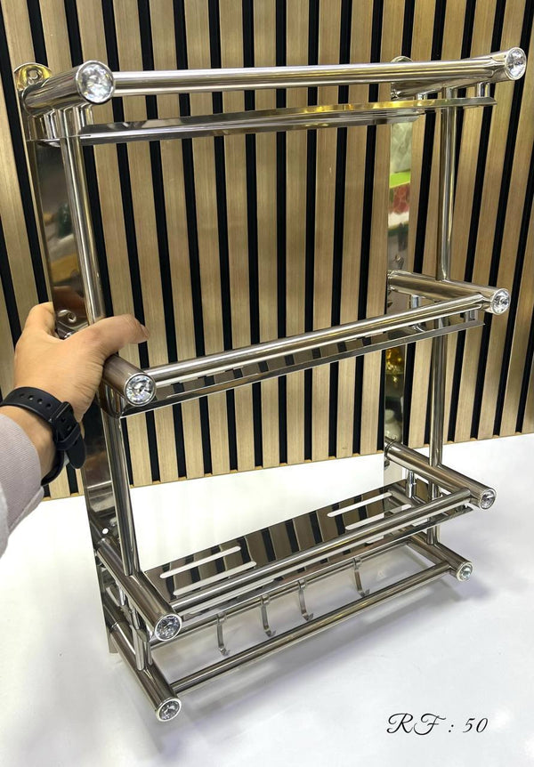 Étagère à serviettes murale en acier inoxydable